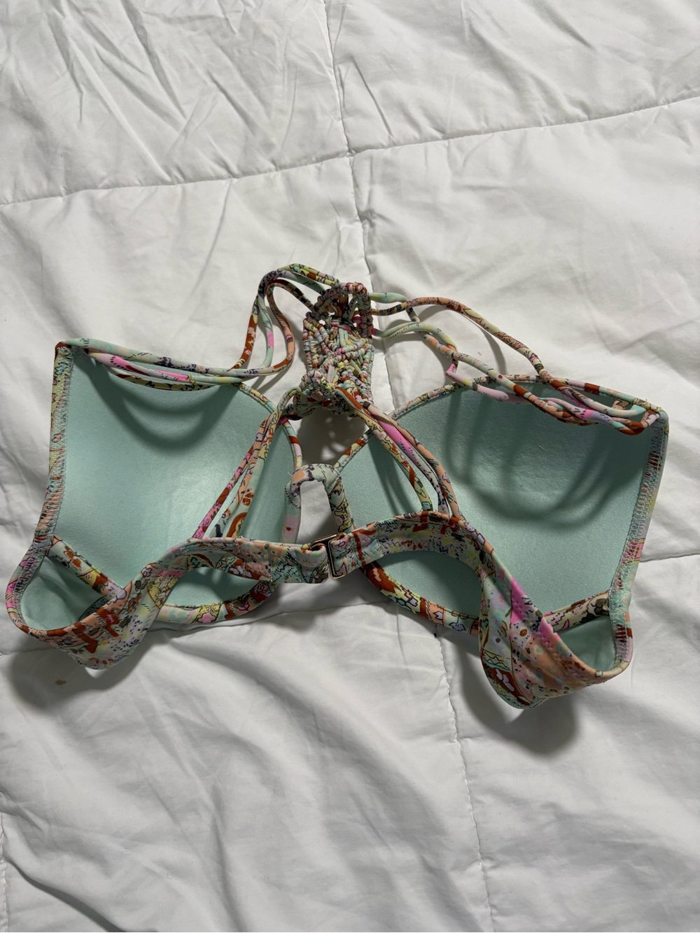 Victoria's Secret Pastel Paisley Halter Push-Up Bra - Pink & Mint - Picture 2 of 2